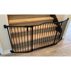 New 72” wide Deluxe Décor Baby Gate: Sturdy safety gate with One Hand Operation